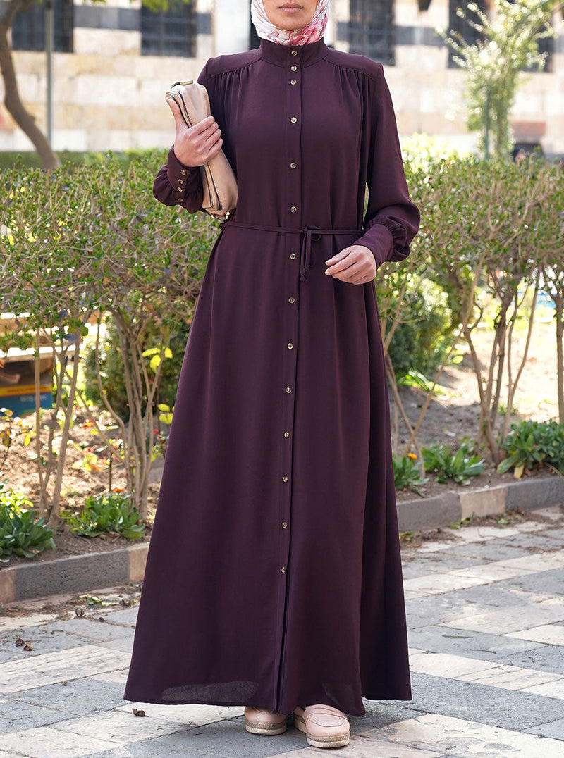 Elegant Buttoned Shirtdress Abaya