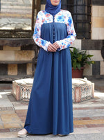 Printed Top Abaya with Pleats