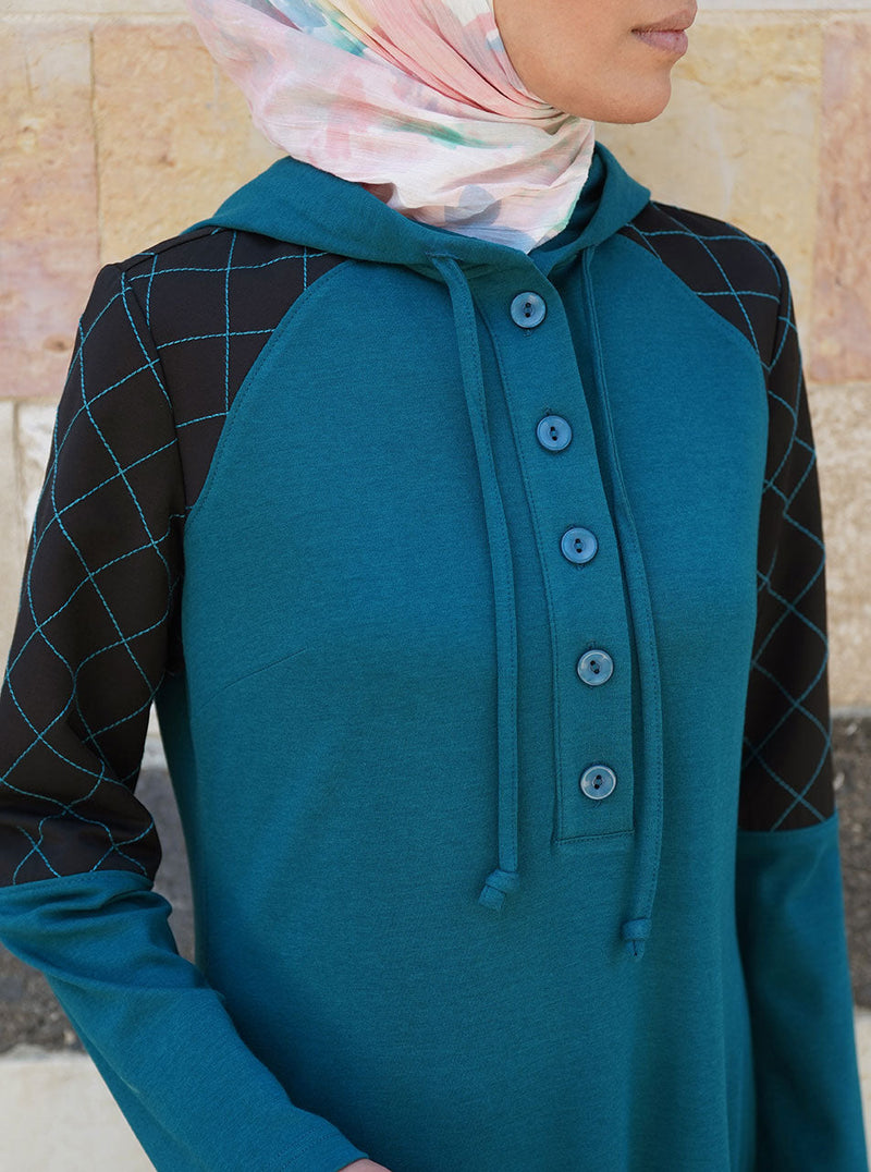 Dual Fabric Maxi Hoodie