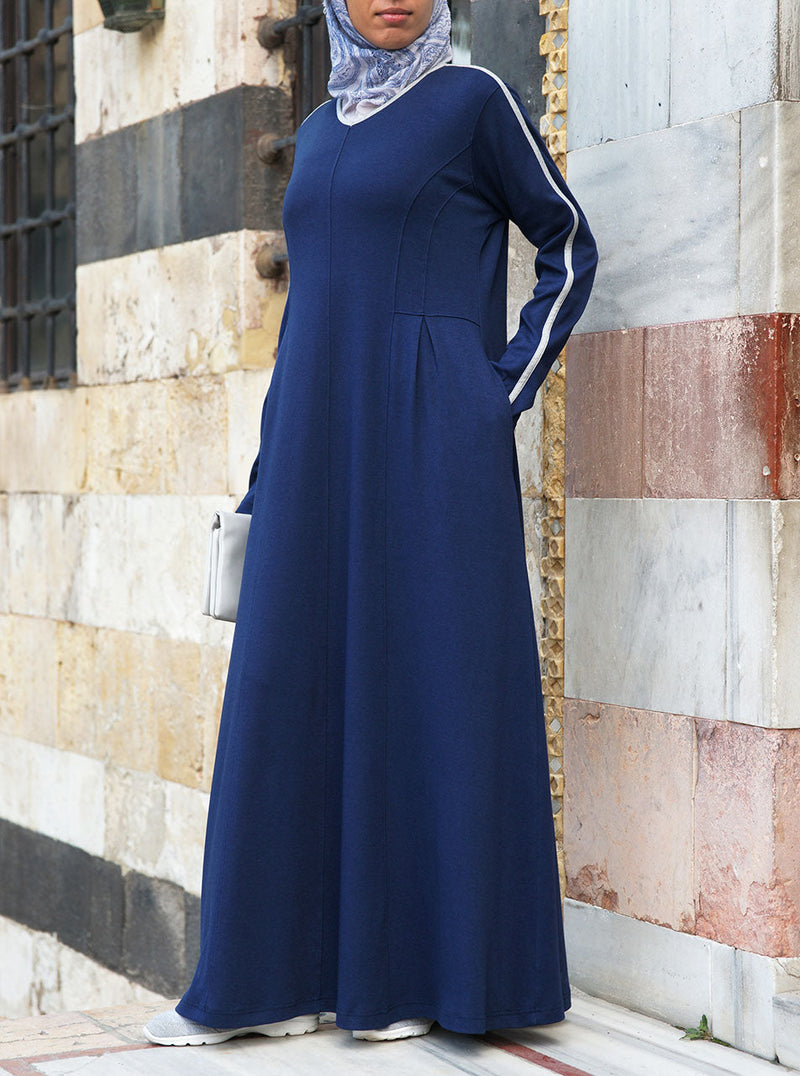 Striped V-Neck Active Maxi Dress