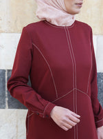 Contrast Stitched Paneled Abaya