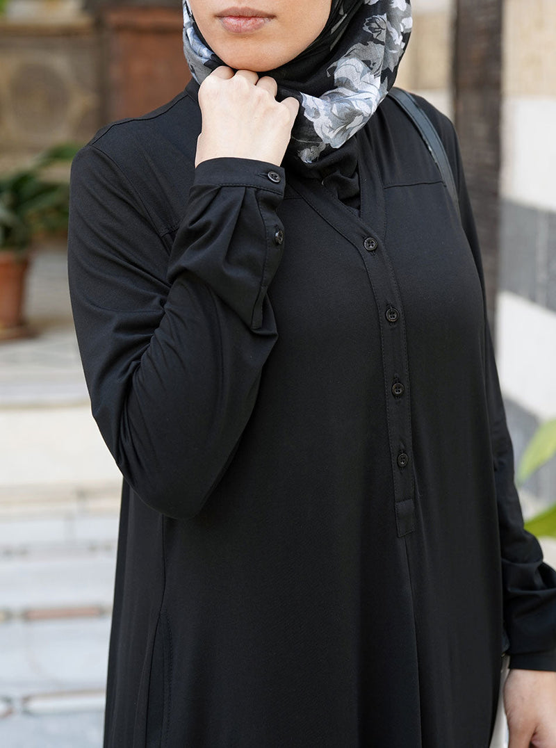 Pleated Back Jersey Abaya