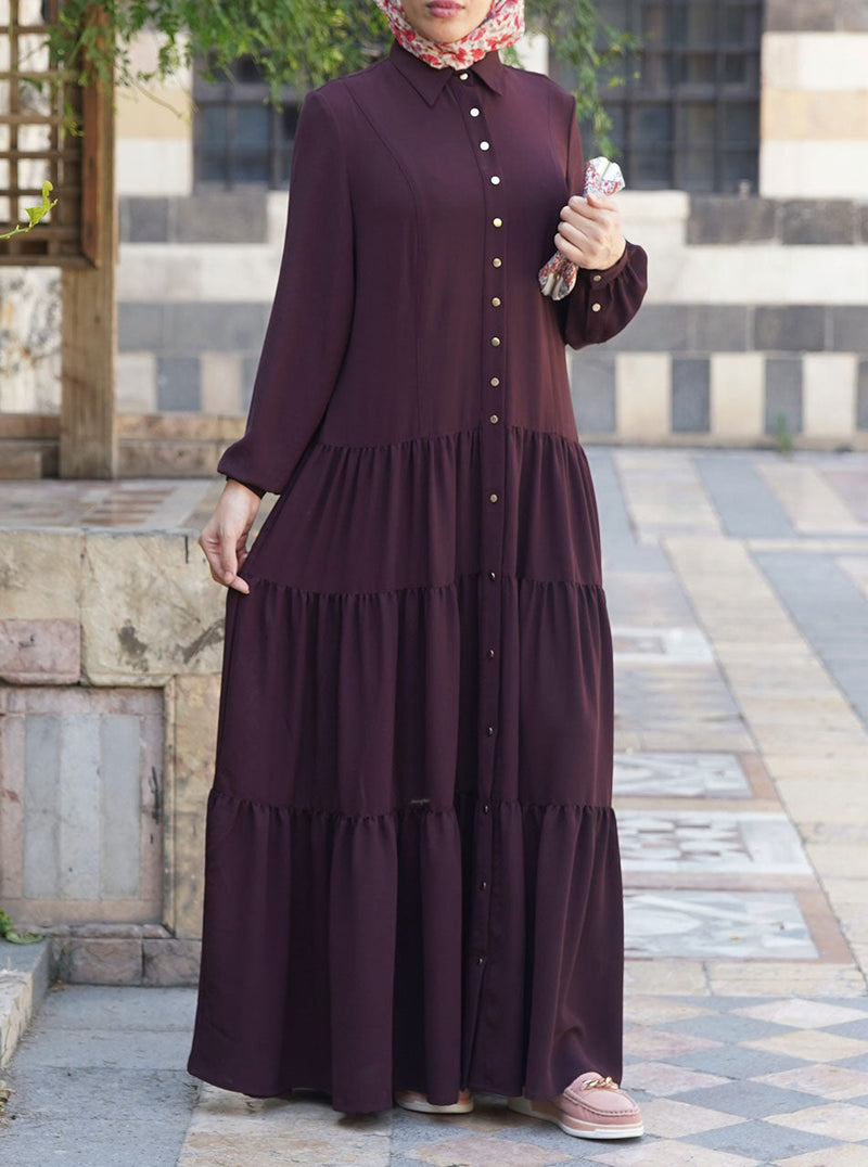 Ruffled Snap Button Abaya