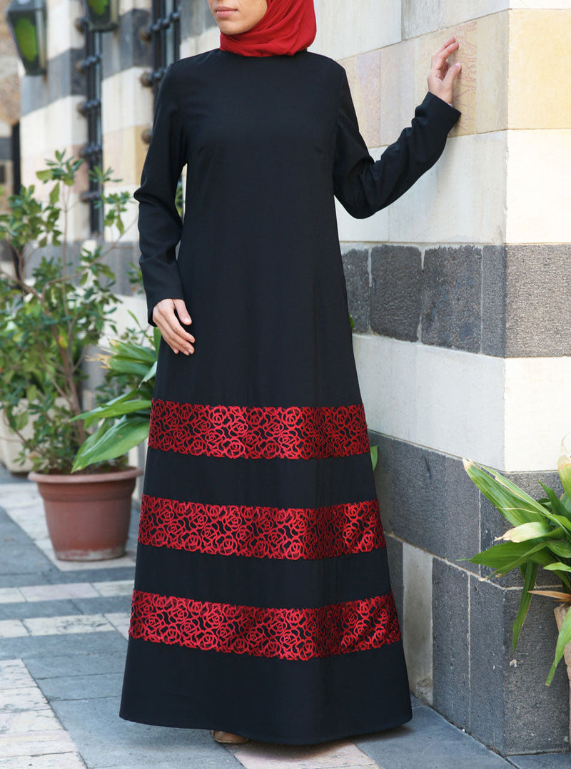 Red Lace Abaya