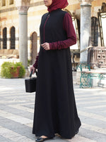 Dual Fabric Ruched Sleeves Maxi Dress