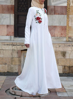 Embroidered Zipper Opening Abaya Gown