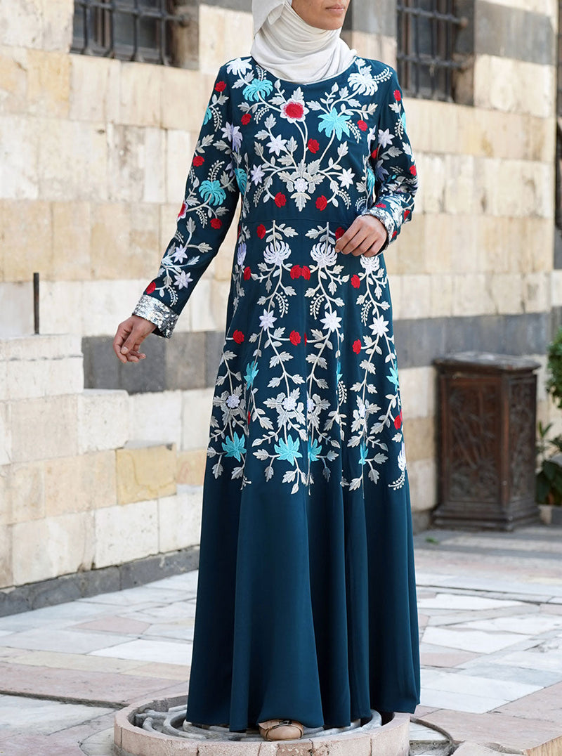 Huzailah Embroidered Abaya Gown