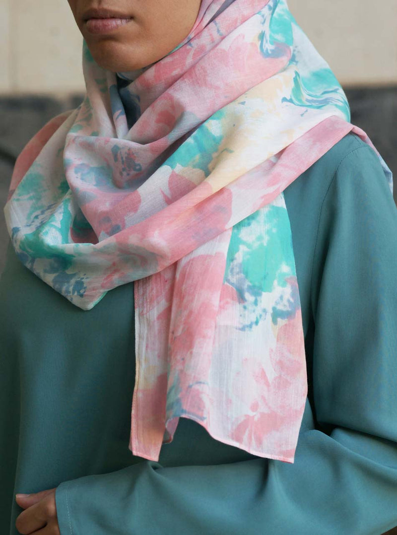 Pastel Watercolor Cotton Hijab