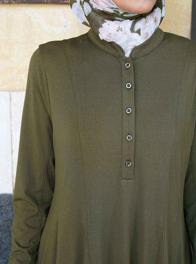 Shirtdress Abaya with Godets