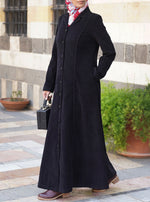 Corduroy Notched Collar Coat