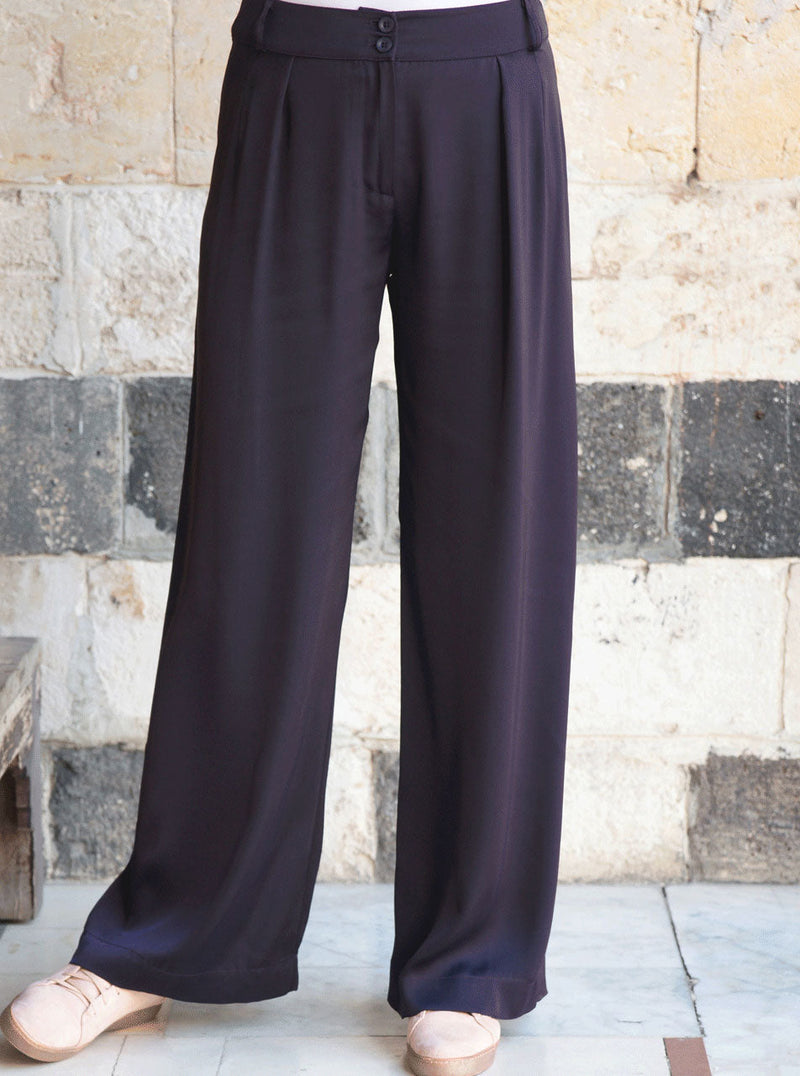 Satin Touch Pleated Trousers