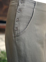 Side Buttoned Linen Trousers