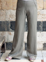 Side Buttoned Linen Trousers