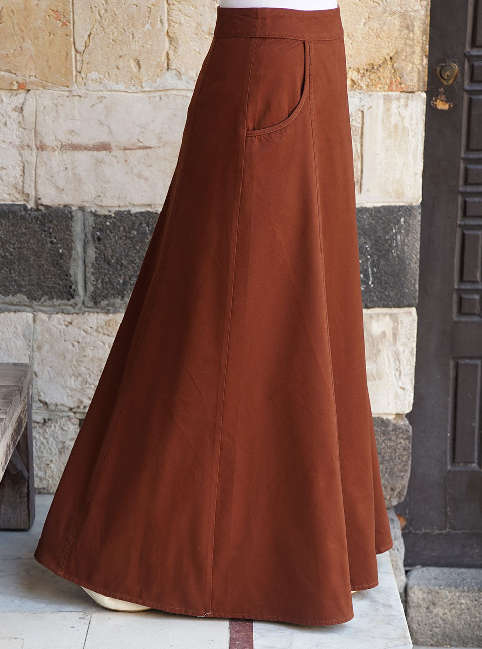 Brown cotton maxi clearance skirt