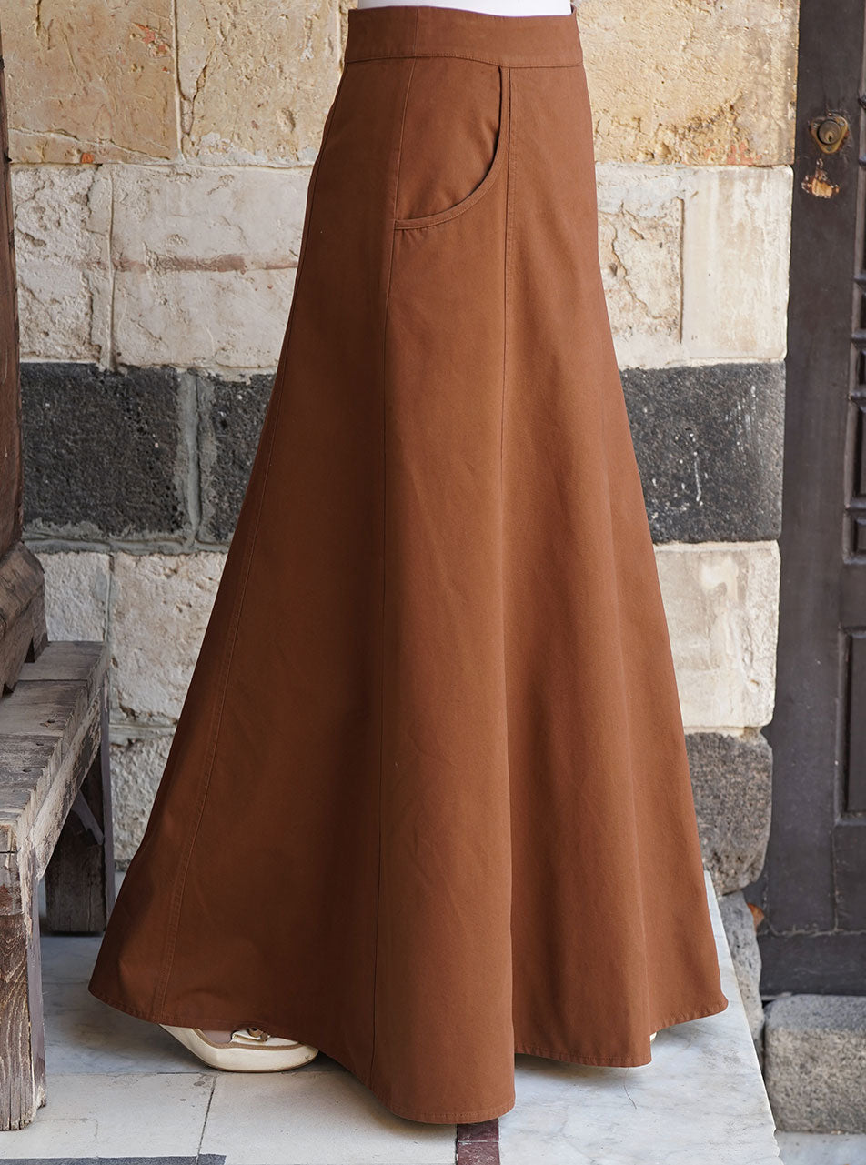 Brown skirt cotton discount on