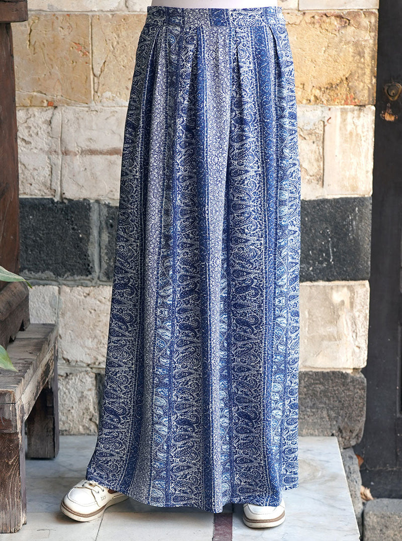 Printed Deep Pleated Skirt