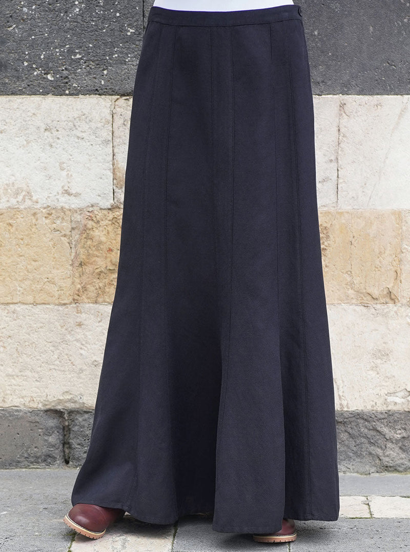 Flared Linen Panel Maxi Skirt