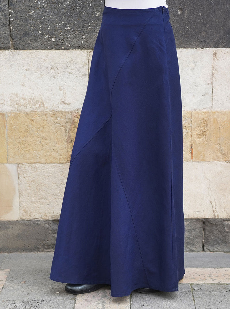 Linen Angular Paneled Skirt